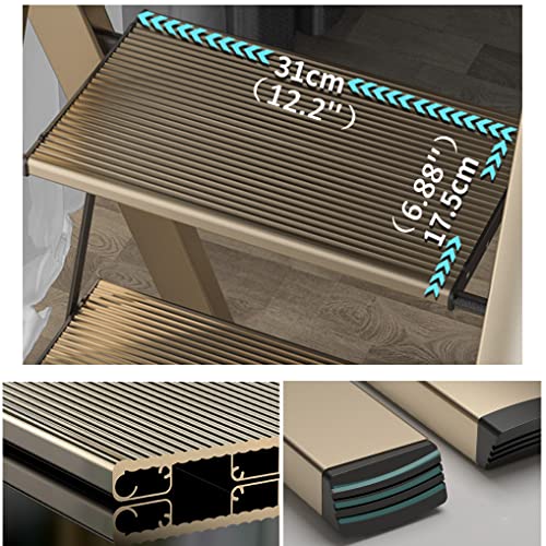 Folding Step Stool with Anti-Slip Wide Pedal, 330lbs Capacity, Lightweight Aluminum F44408