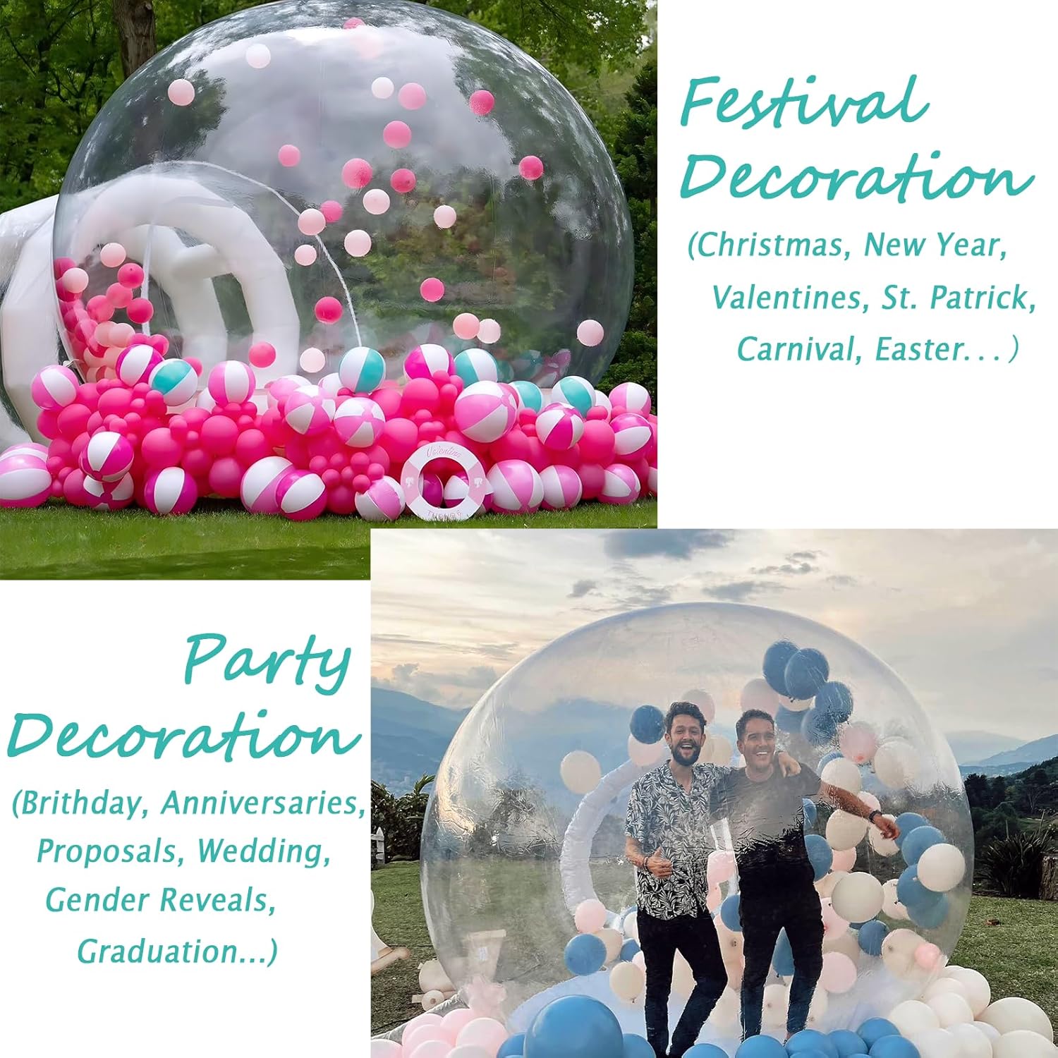 Inflatable Bubble Tent for Events Parties, Clear Dome with Blower S62392