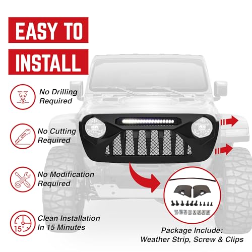 Front Grille with Mesh for Jeep Wrangler JL and Gladiator JT 2018-2023 Q896