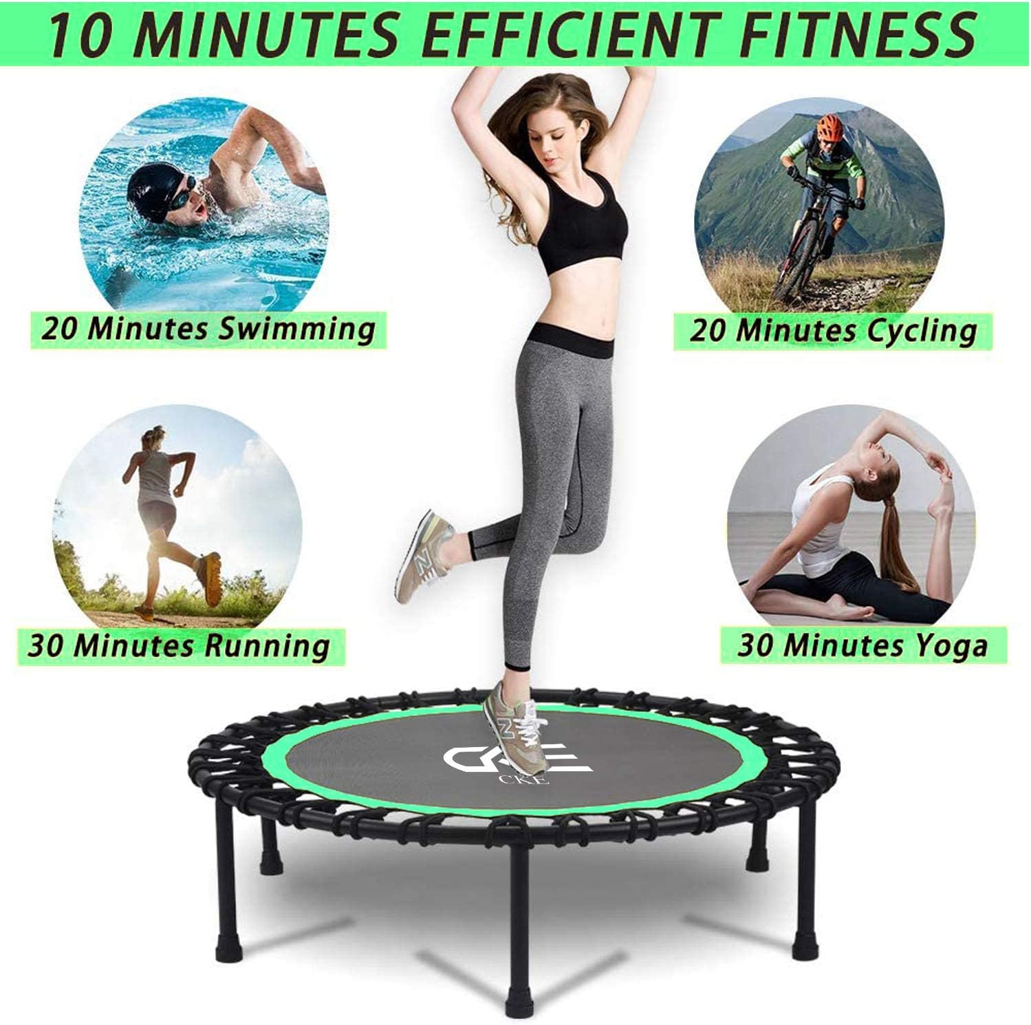 40 Inch Mini Trampoline for Adults Kids with Safety Anti-Skid Pads B9682