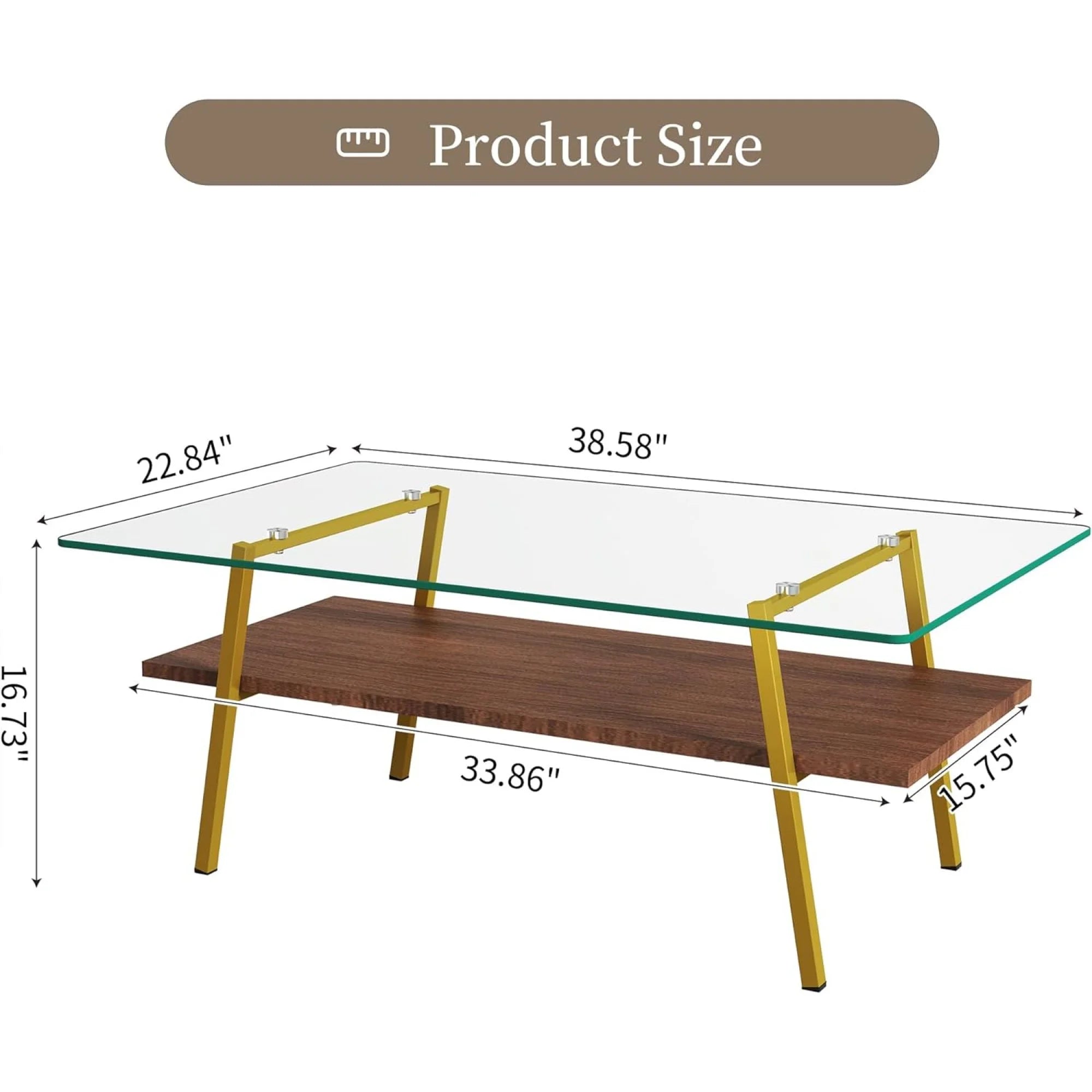 Glass Coffee Table with Wood Shelves S615280