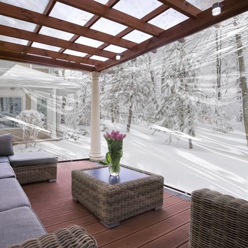 9.8 x 8.2 Ft Clear Waterproof Tarp, 5 mil Anti-tear Garden Rainproof Cover with Grommets E57716
