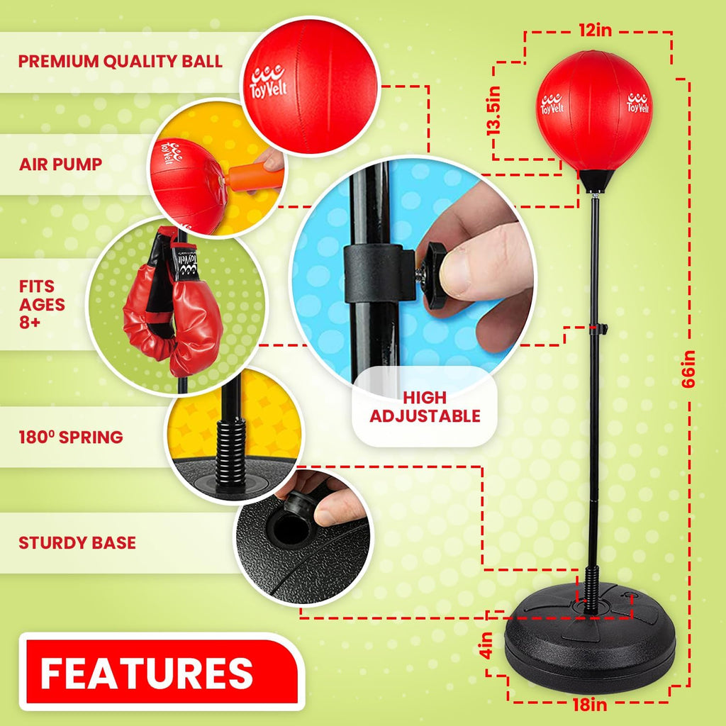 Punching Bag with Stand for Teens and Adults, Adjustable Boxing Equipment W33700