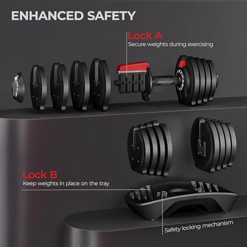 Adjustable Dumbbell Set with Anti-Slip Handle for Home Gym Strength Training H632151