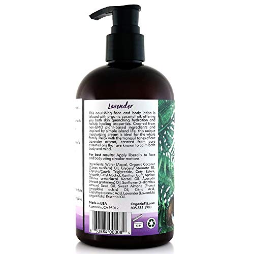 Face & Body Lotion with Coconut Oil for Dry Skin, Fragrance Free, 12 oz B66742