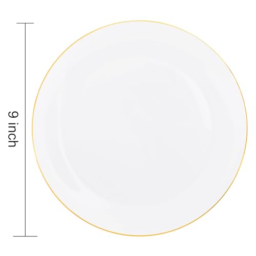Gold Plastic Plates 9 Inch Disposable Dinner Plates for Party K678148