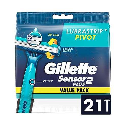 Gillette Sensor2 Plus Fixed Men's Disposable Razor, 10 Count (Pack of 3) Blue
