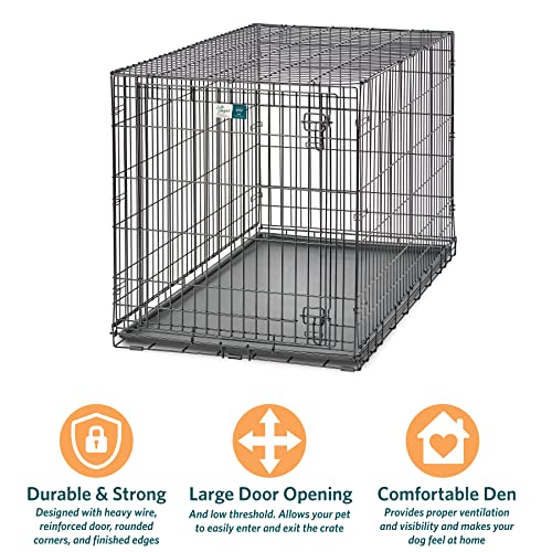 Folding Metal Dog Crate with Divider Panel and Leak-Proof Pan J64110