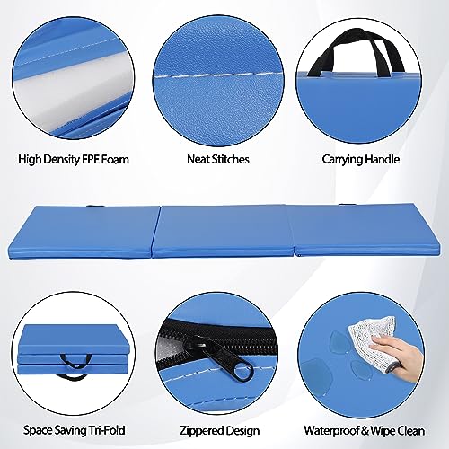 Tri-fold Folding Gym Exercise Mat with Carrying Handles I5048