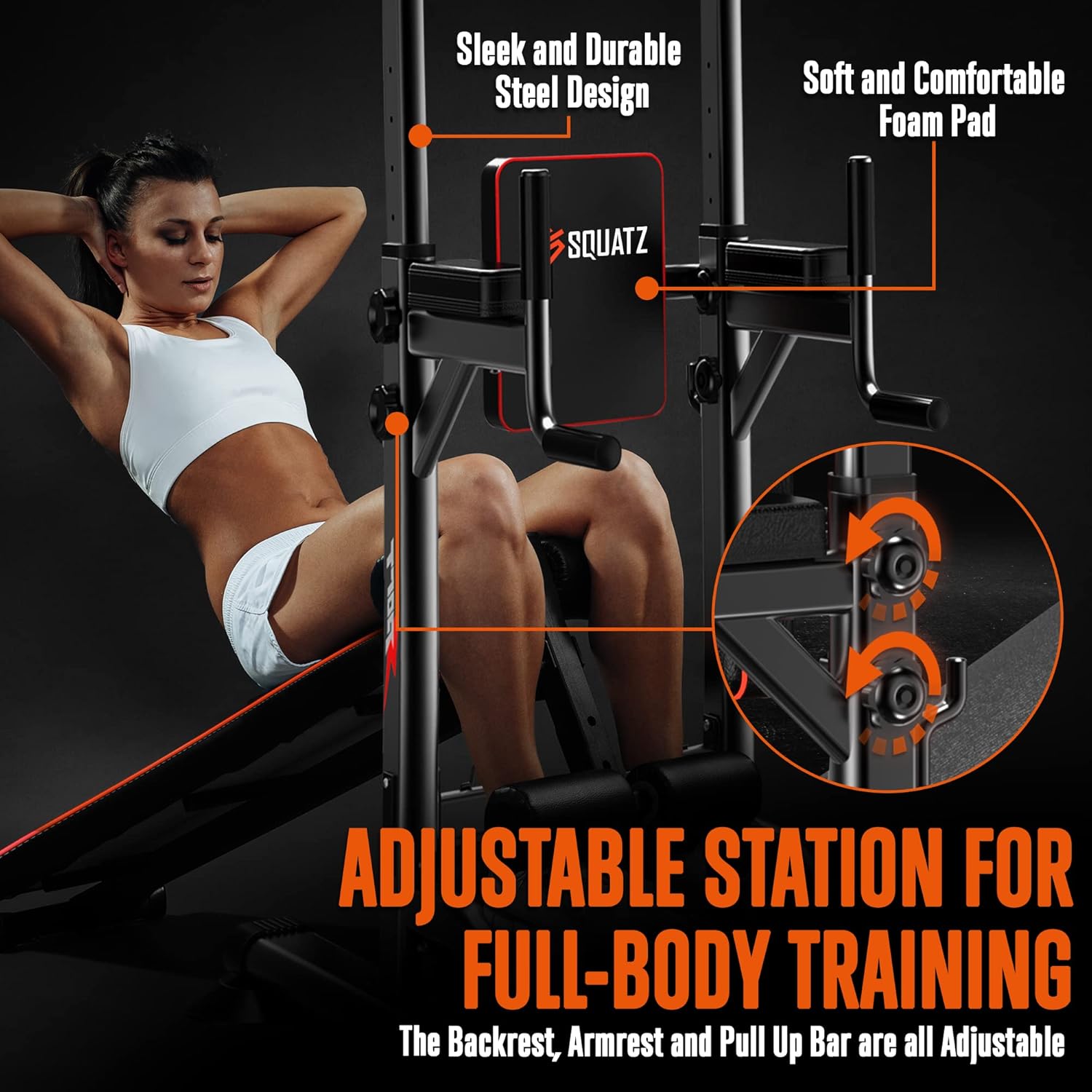 Pull-Up Workout Station with Bench - Multifunctional Home Gym Equipment V259996