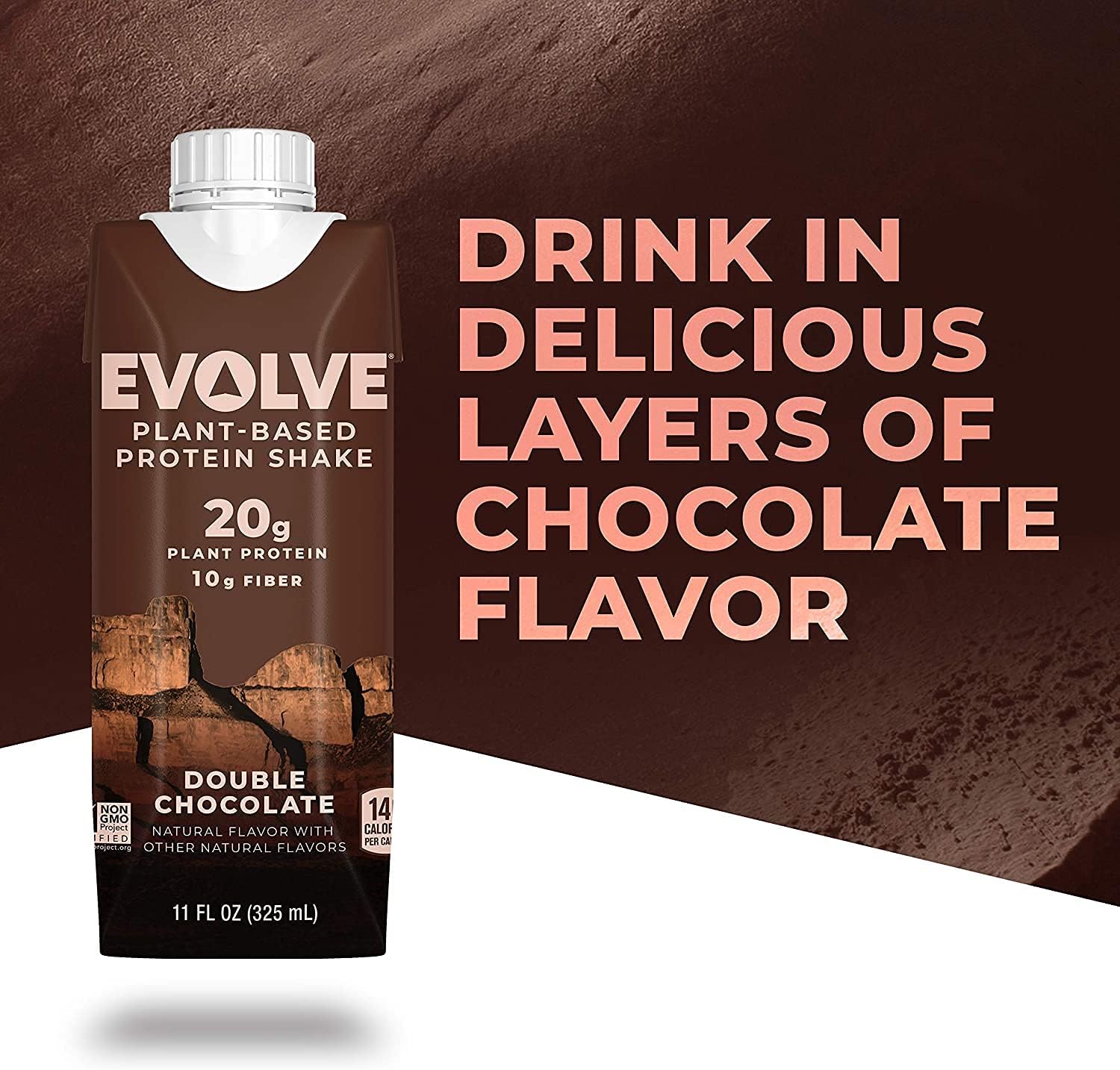Plant Based Protein Shake, Double Chocolate, 20g Vegan Protein, 11oz, 4 Pack F226