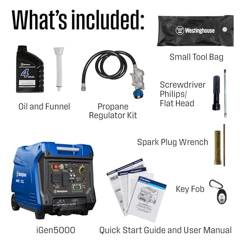5000 Peak Watt Portable Inverter Generator, Remote Electric Start, RV Ready A28837