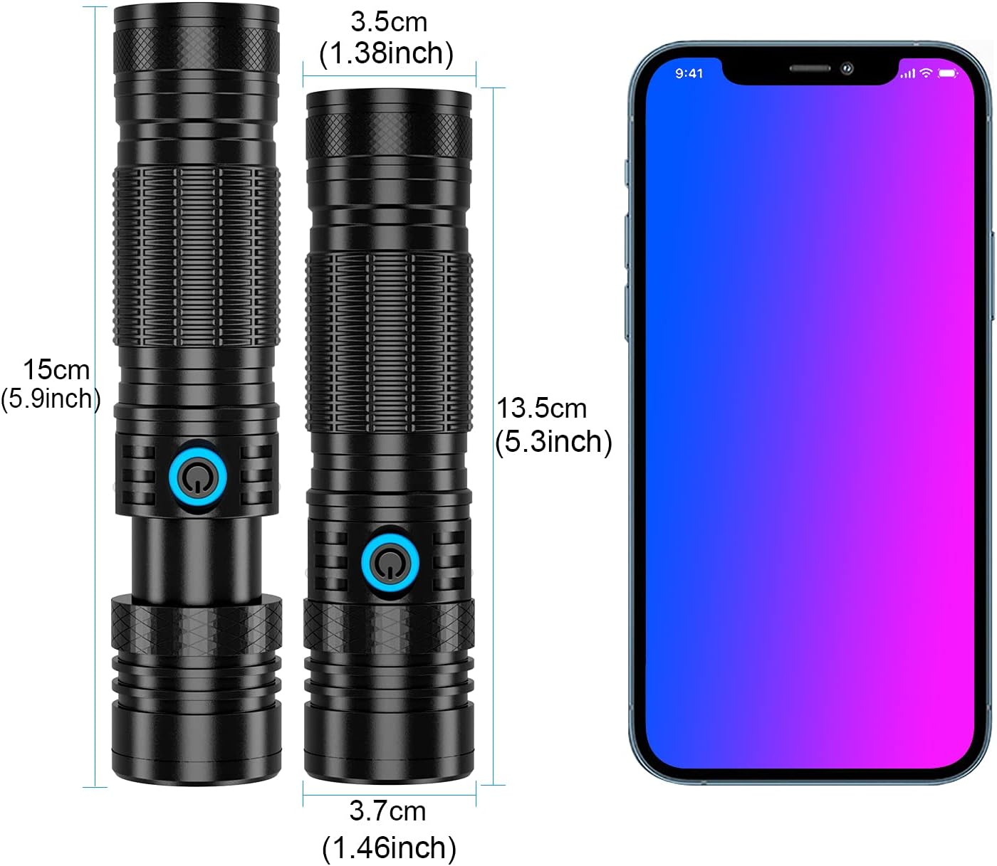 Rechargeable LED Flashlight, 1200 Lumens, USB-C, Waterproof F69289