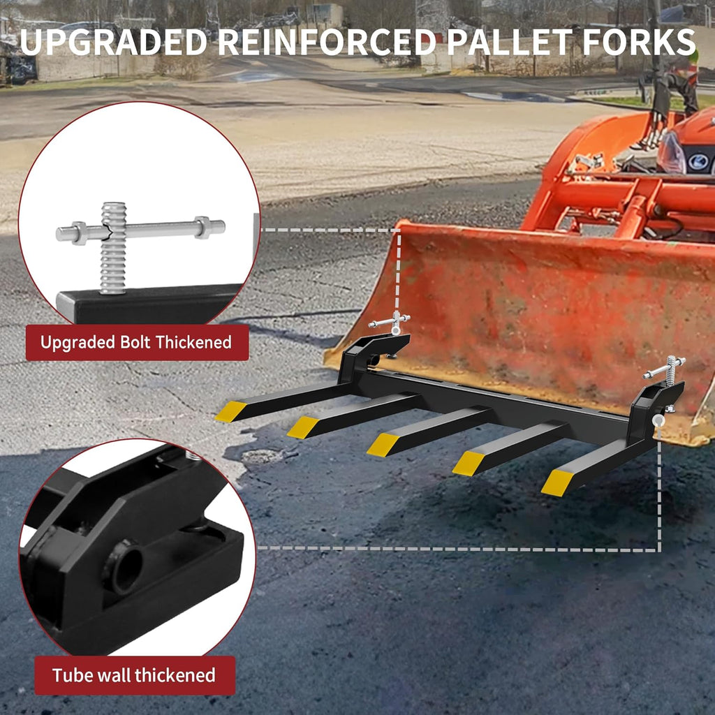 Clamp on Debris Forks for 48" Bucket, 2500 lbs Heavy Duty Pallet Forks Y3641