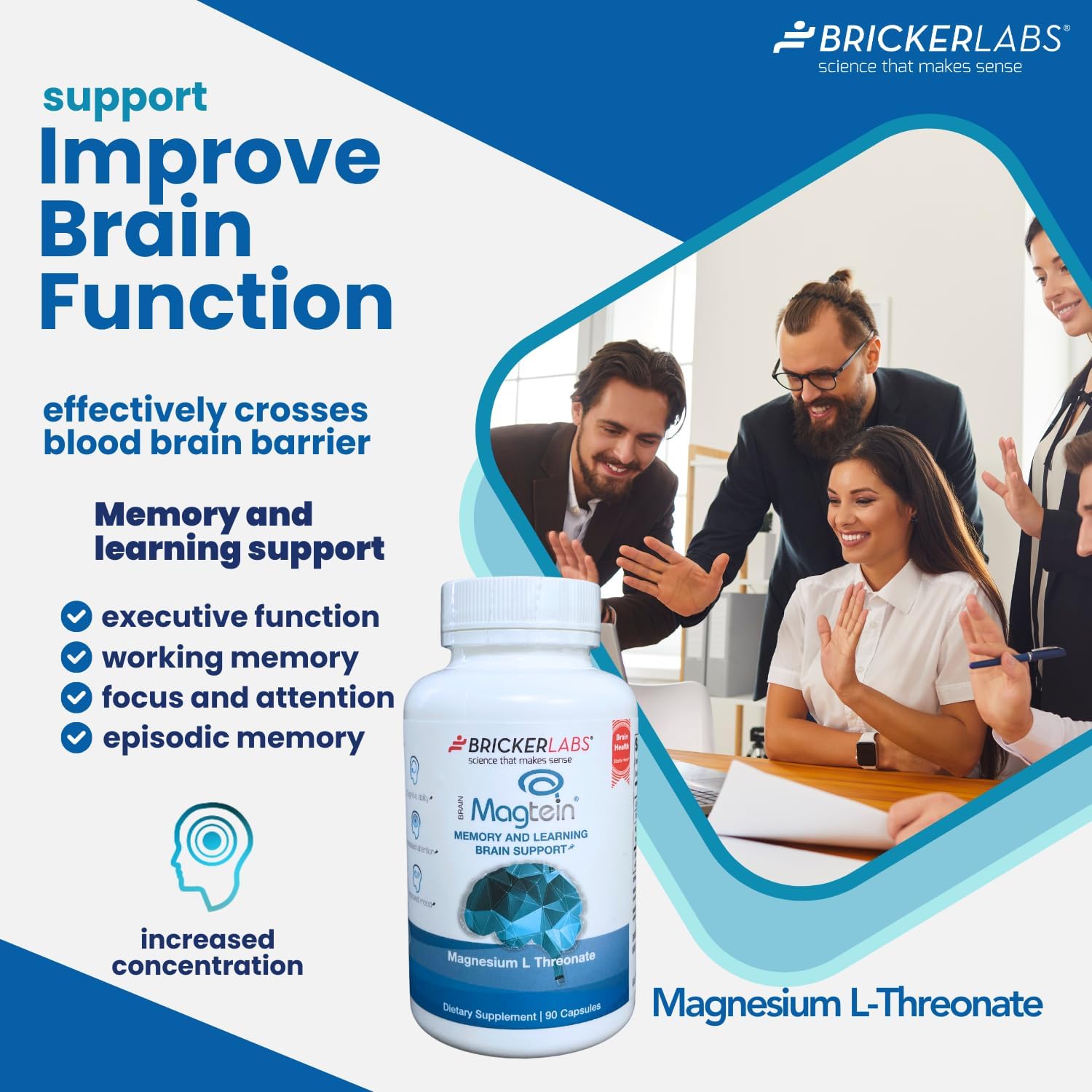Magnesium L Threonate Supplement for Brain Health, 90 Capsules M243