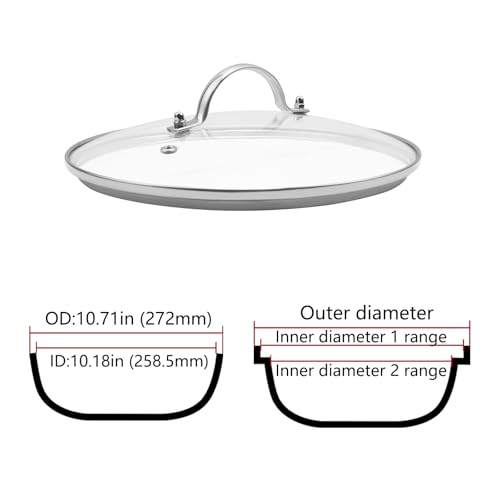 Tempered Glass Lid 9.5 Inch for Skillet Frying Pan Pot T2773