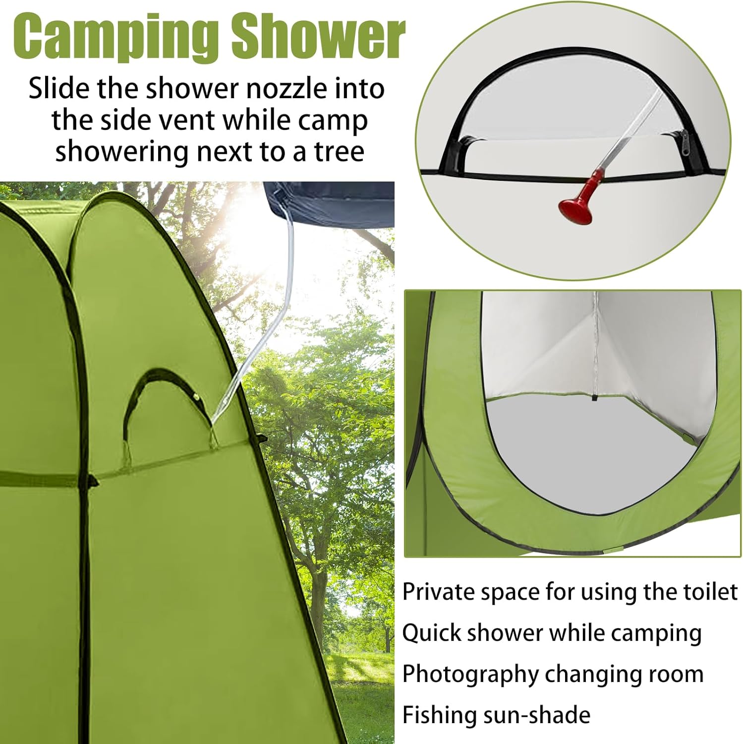 Portable Camping Toilet with Pop Up Privacy Tent, 300LBS Washable U4739