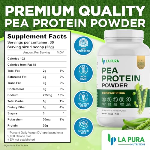 Pea Protein Powder, Unflavored Plant-Based, 20g Protein, Gluten Free C1320