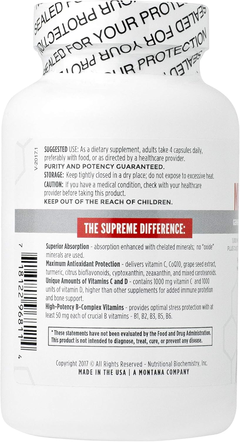 Daily Multivitamin with Vitamins A, C, D, E, K, B6, B12 and Minerals, 120 Veggie Capsules O47465