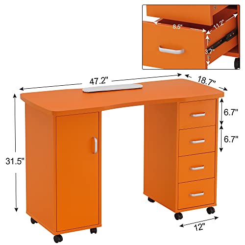 Manicure Table with 4 Drawers and Lockable Wheels A832929