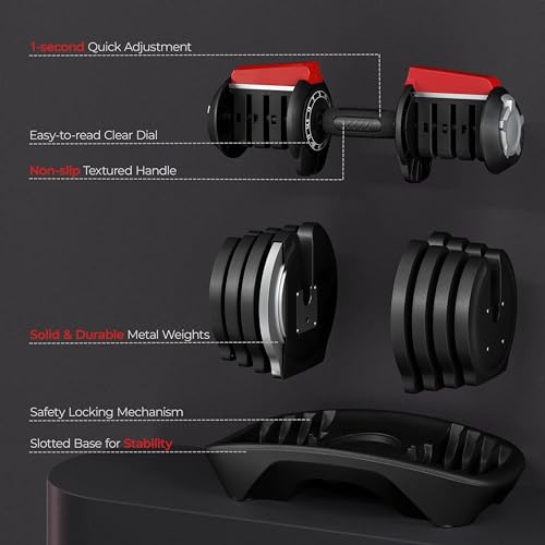 Adjustable Dumbbell Set with Anti-Slip Handle for Home Gym Strength Training H632151
