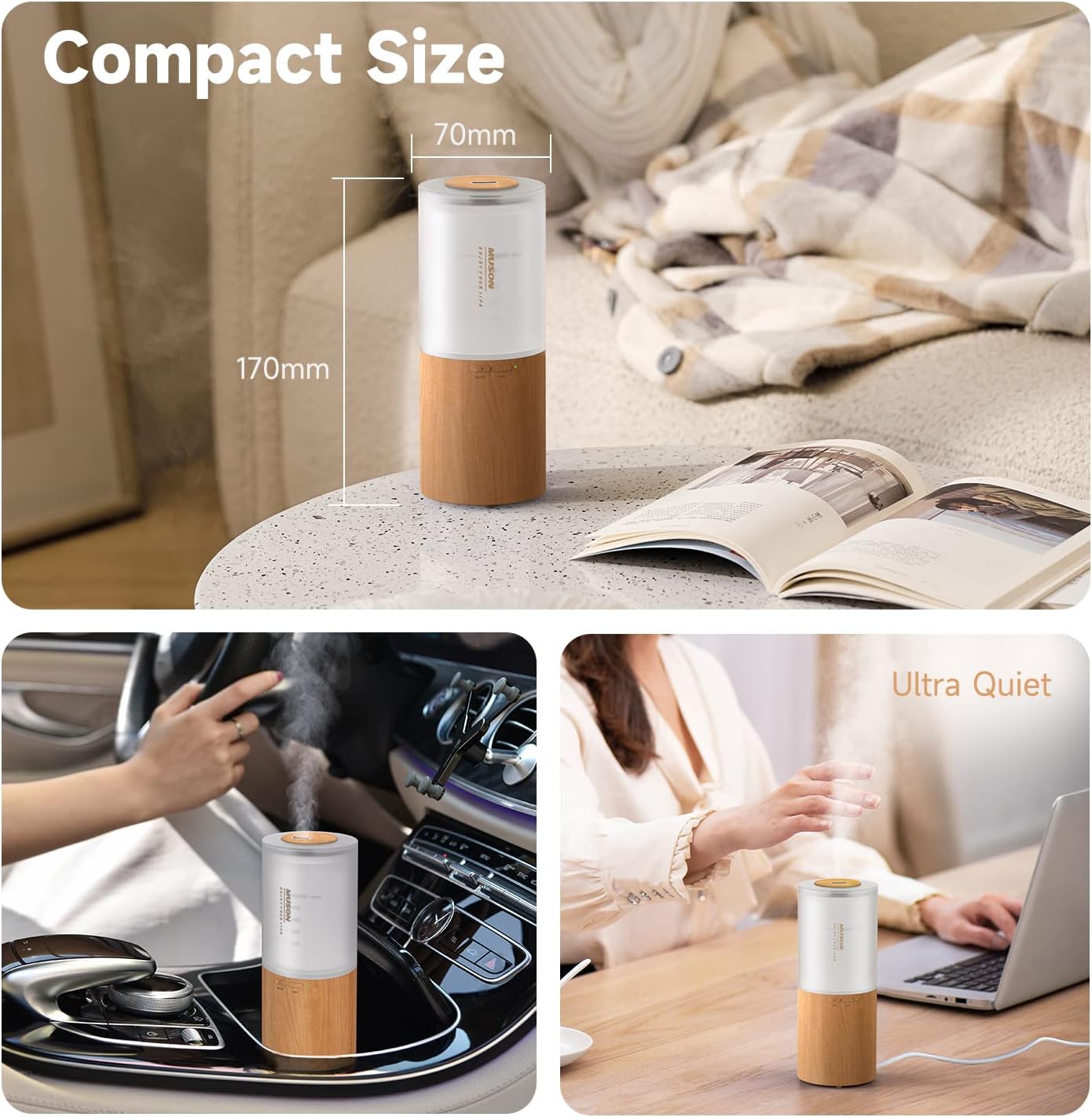 Mini Essential Oil Diffuser Aroma Cool Mist Humidifier for Car Office Sleep Travel N51073