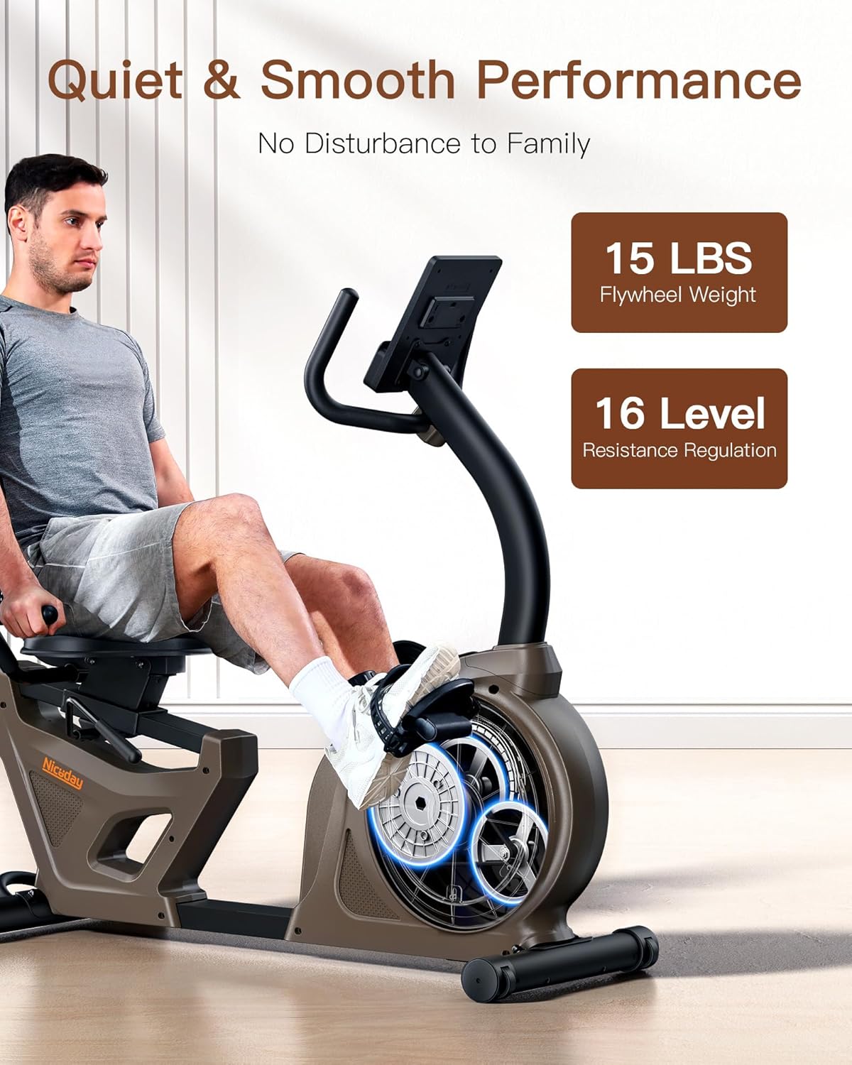 Elliptical Machine & Recumbent Exercise Bike, 16 Resistance Levels V258610
