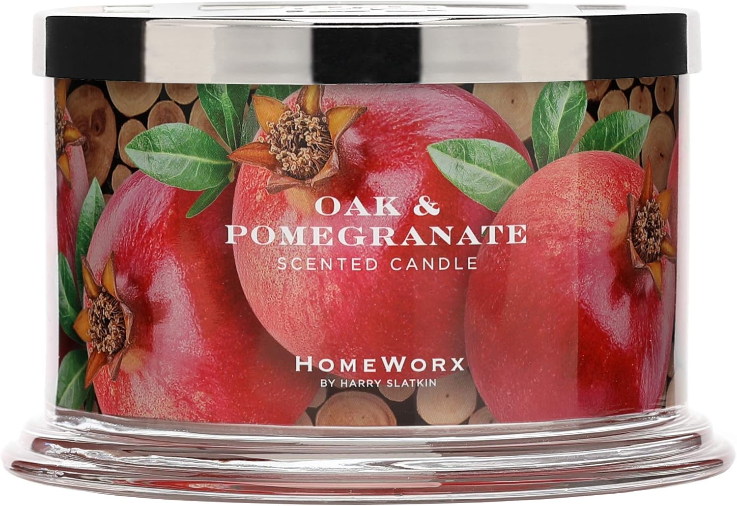HomeWorx by Harry Slatkin 4 Wick Candle, 18 oz, Oak & Pomegranate - HMXC18-AZ-OP