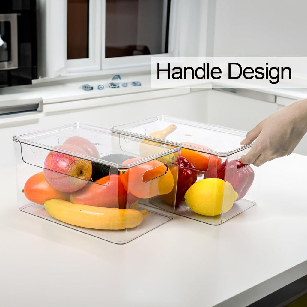 Clear Plastic Storage Bins with Lids, Stackable Organizer Boxes H707098
