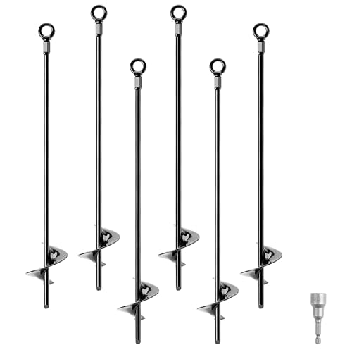 Ground Anchor, Onlyme 6 Pack Earth Anchors Heavy Duty for High Winds, Carport Shed Auger Anchors to Ground, Ground Anchors Screw in Heavy Duty
