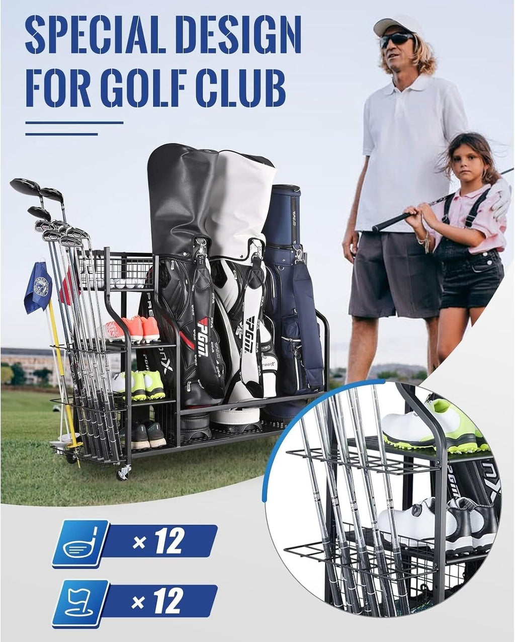 Golf Bag Storage Rack for Garage L744