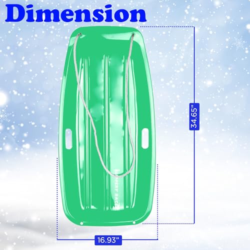 Toddler Snow Sled with Pull Rope and Handles - 35 Inch, 2 Pack X688