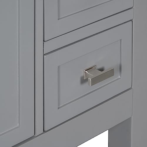 White Bathroom Vanity with Ceramic Vessel Sink and Storage O108