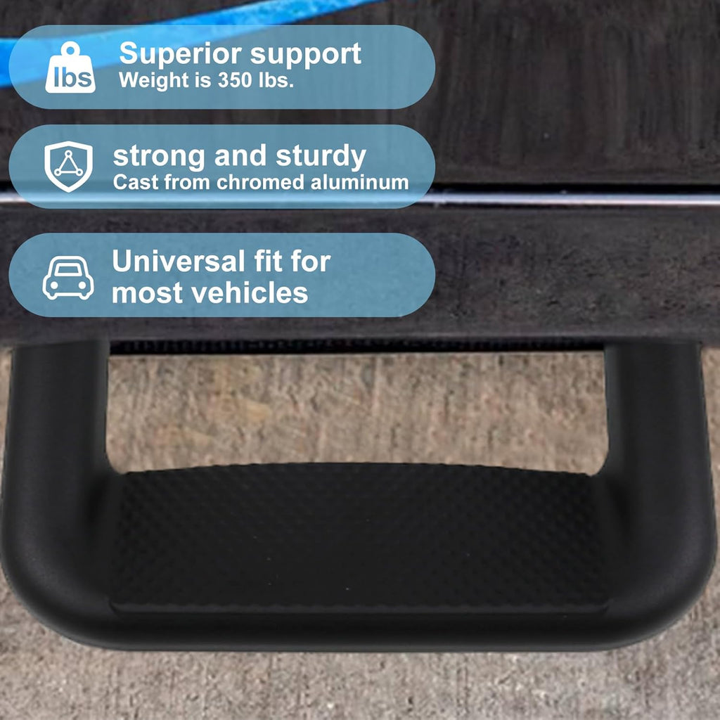 Black Powder Coated Truck Side Step Set - 2 Pieces with Mounting Brackets E33193