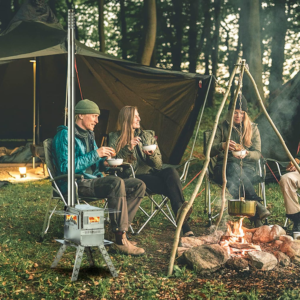 Wood Stove for Camping with Oven and Carry Bag V81136