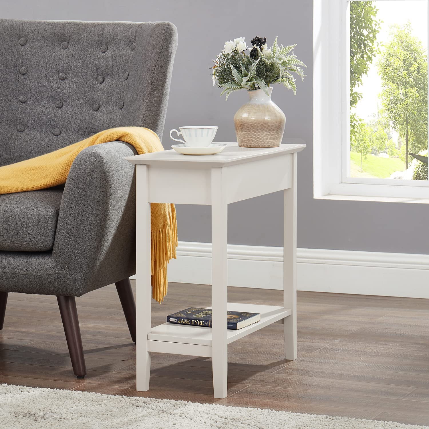 Narrow End Table with Storage Shelf for Small Spaces I331605
