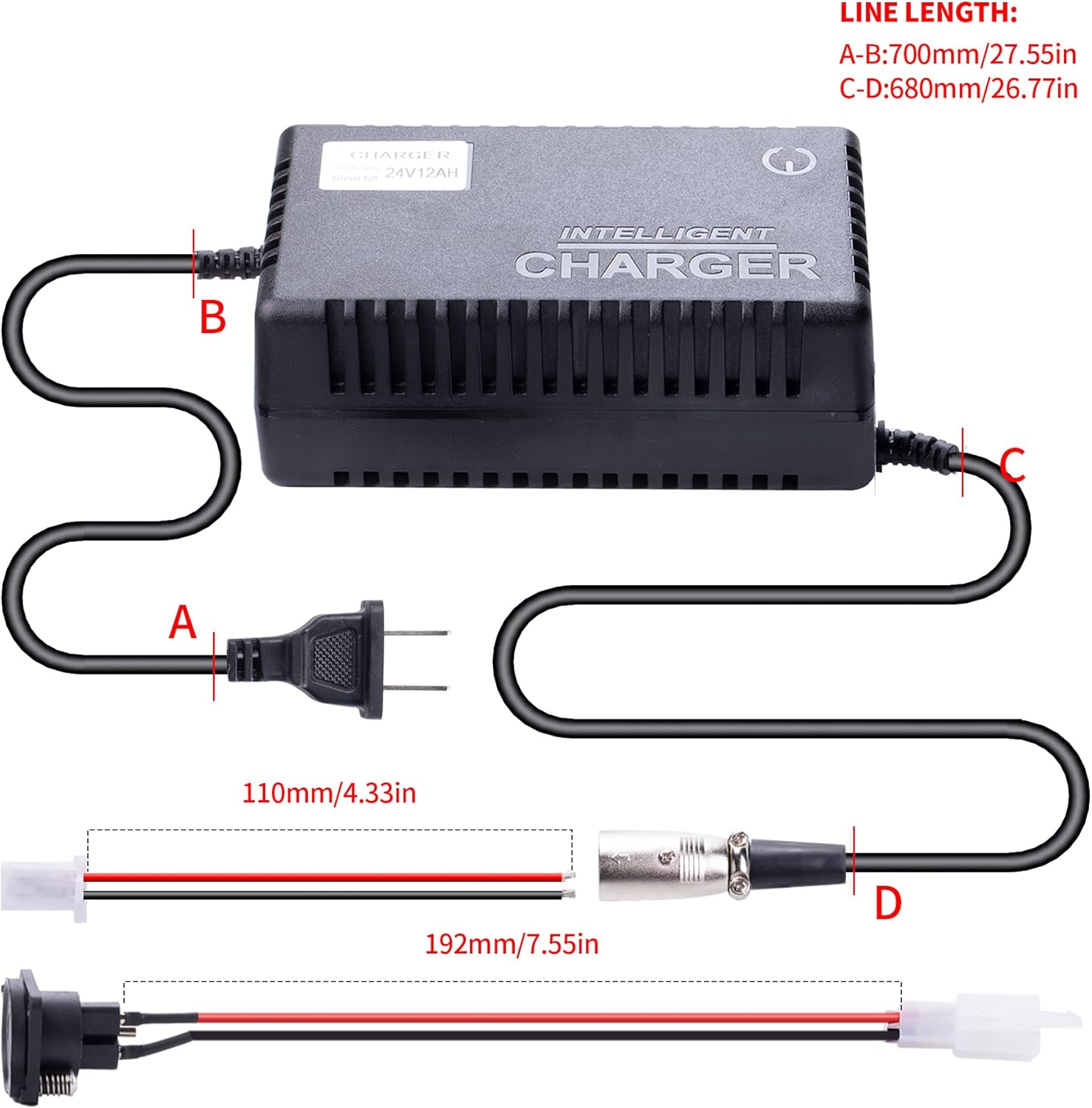 24V 2A Rapid Battery Charger with 3-Pin XLR Connector T734539