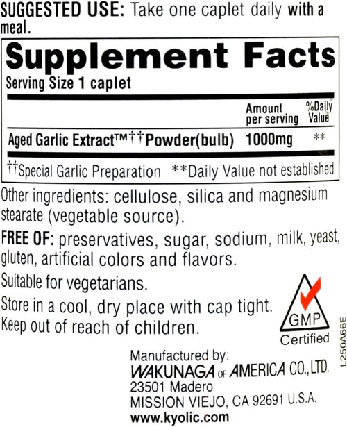 Aged Garlic Extract 1000 mg Caplets L8202