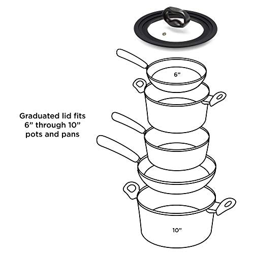 Universal Lid for Pots and Pans, Tempered Glass, Fits 9.5 to 12-Inch Cookware I780829