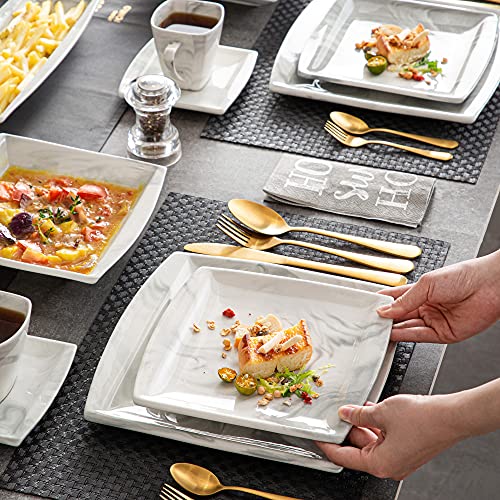 Porcelain Dinnerware Set for 6, 30 Piece Plates and Bowls U851561