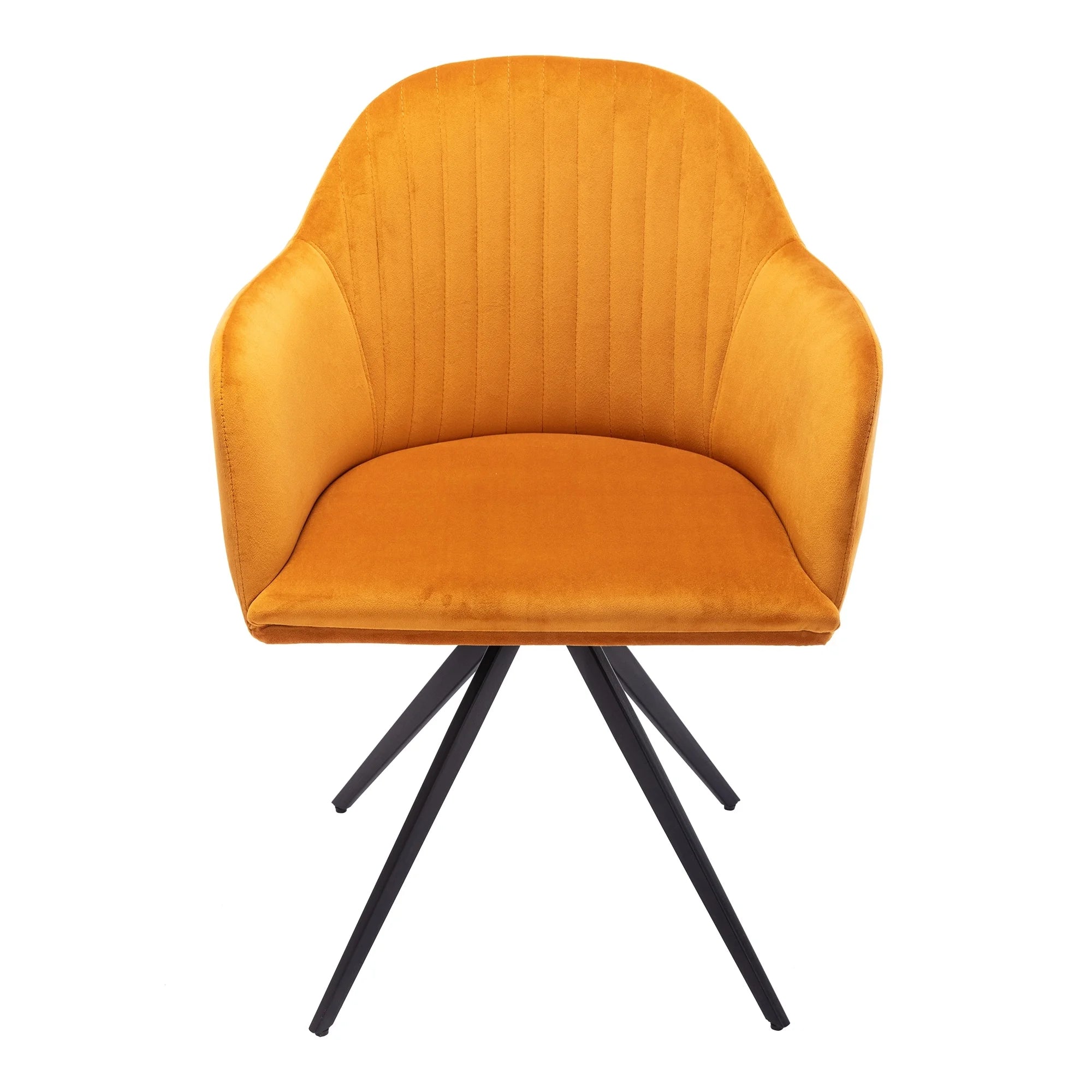 Swivel Arm Velvet Chair Cognac E41108