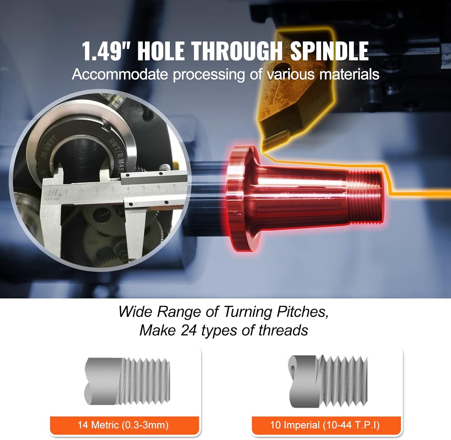 Metal Lathe Machine, 8.3" x 29.5", 0-2500 RPM, 750W Brushless Motor A222470