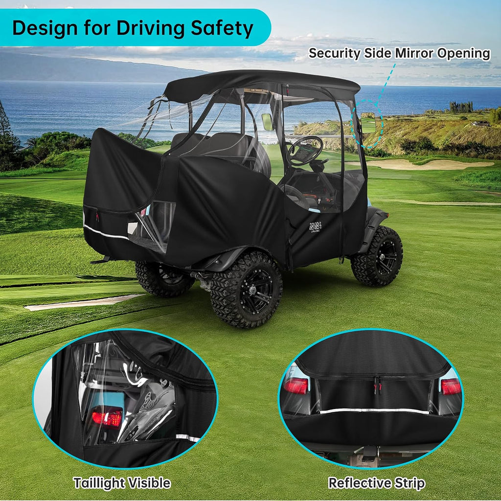 4 Passenger Golf Cart Enclosure with Clear Windows, 420D Rain Cover G37860