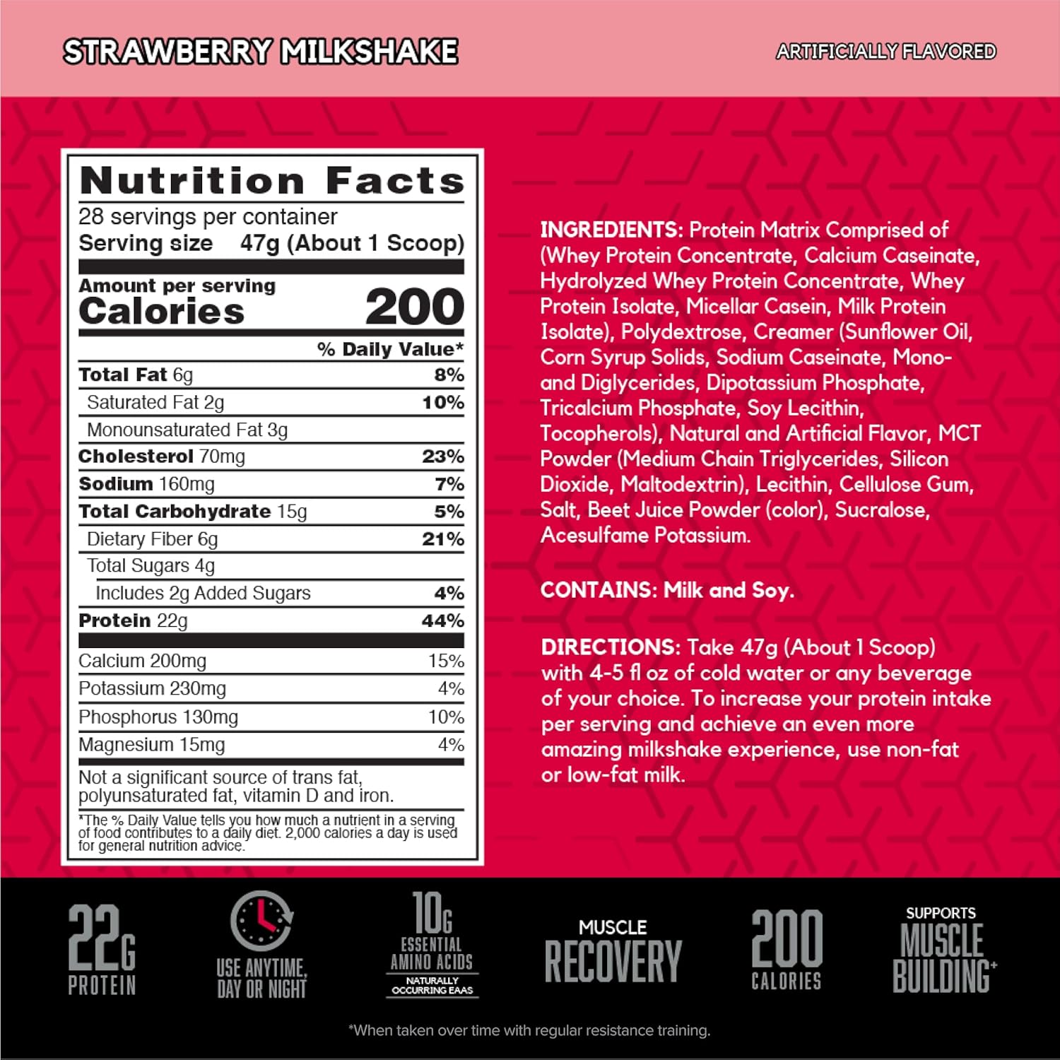 Strawberry Whey Protein Powder, 28 Servings X55944