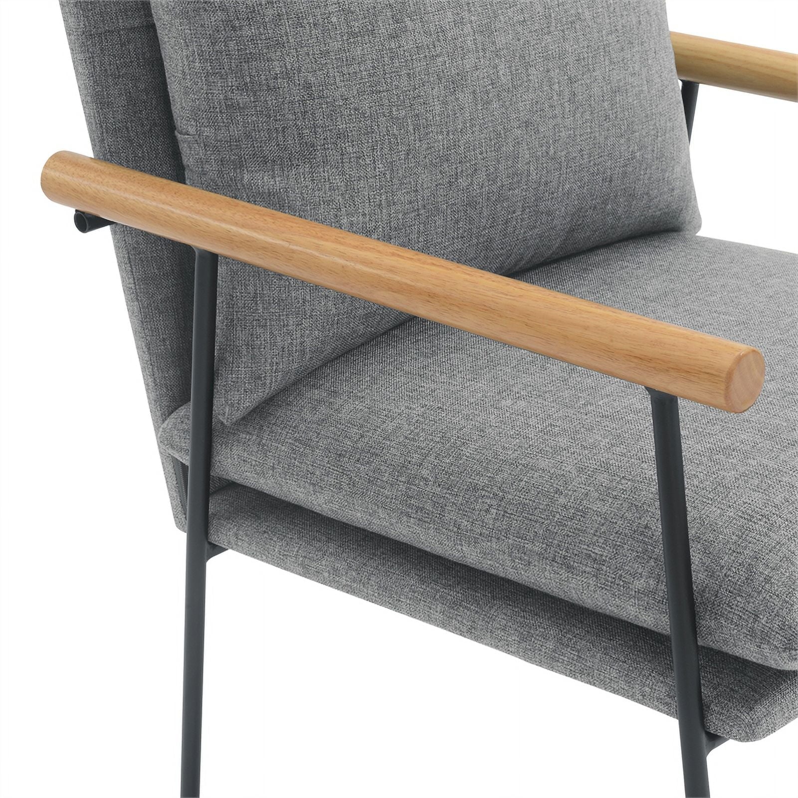 Armchair in Charcoal Fabric with Natural Arms and Black Sled Base D6437