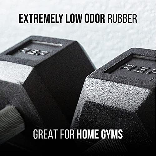 Rubber Hex Dumbbell Set with Rack for Home Gym Strength Training W939291