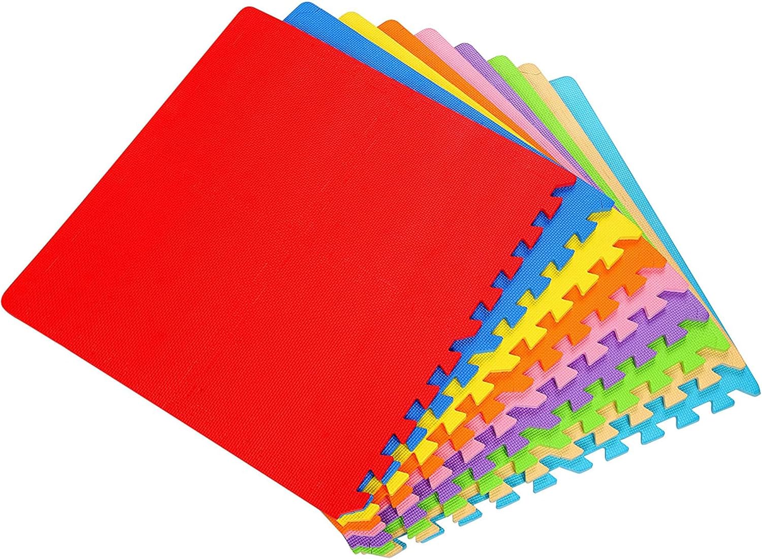 Non Slip Interlocking EVA Foam Floor Play Mat Set with Edges, 36 Sq Ft Y16518