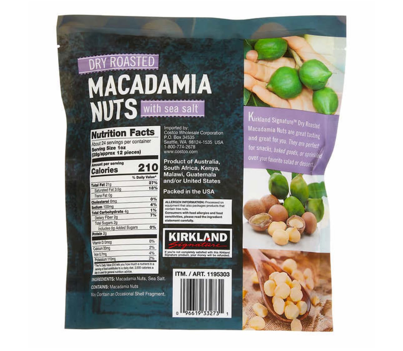 Dry Roasted Macadamia Nuts, 1.5 lbs T7730