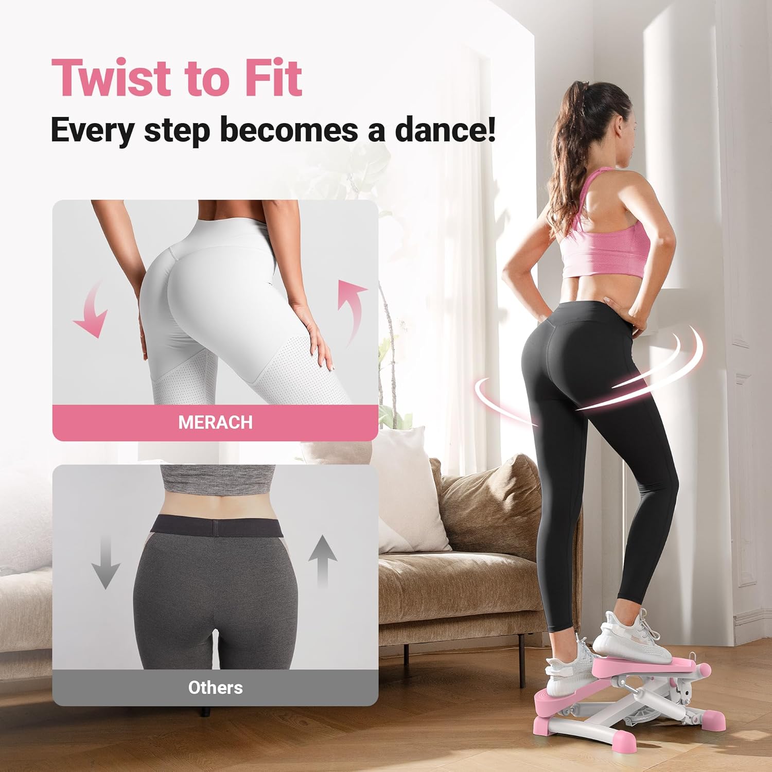 Mini Stepper with Resistance Bands for Full Body Workout Q172701