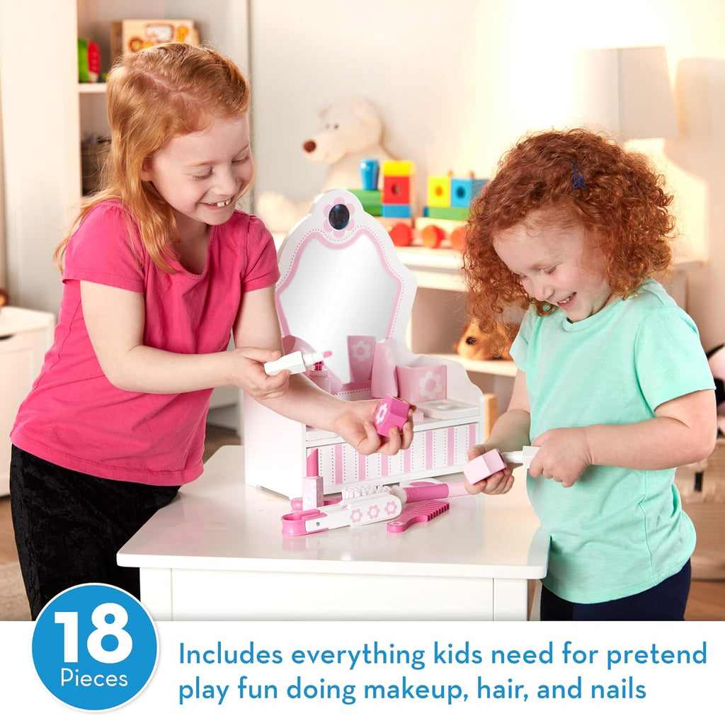 Wooden Beauty Salon Play Set with Accessories for Kids Ages 3+ J416
